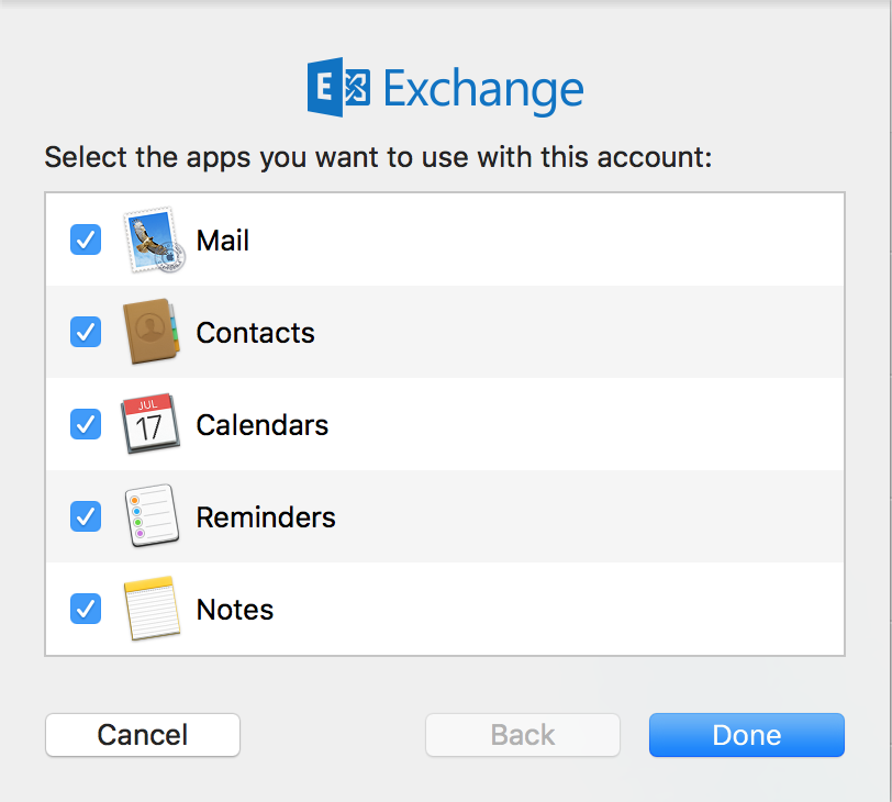 mac mail exchange gui