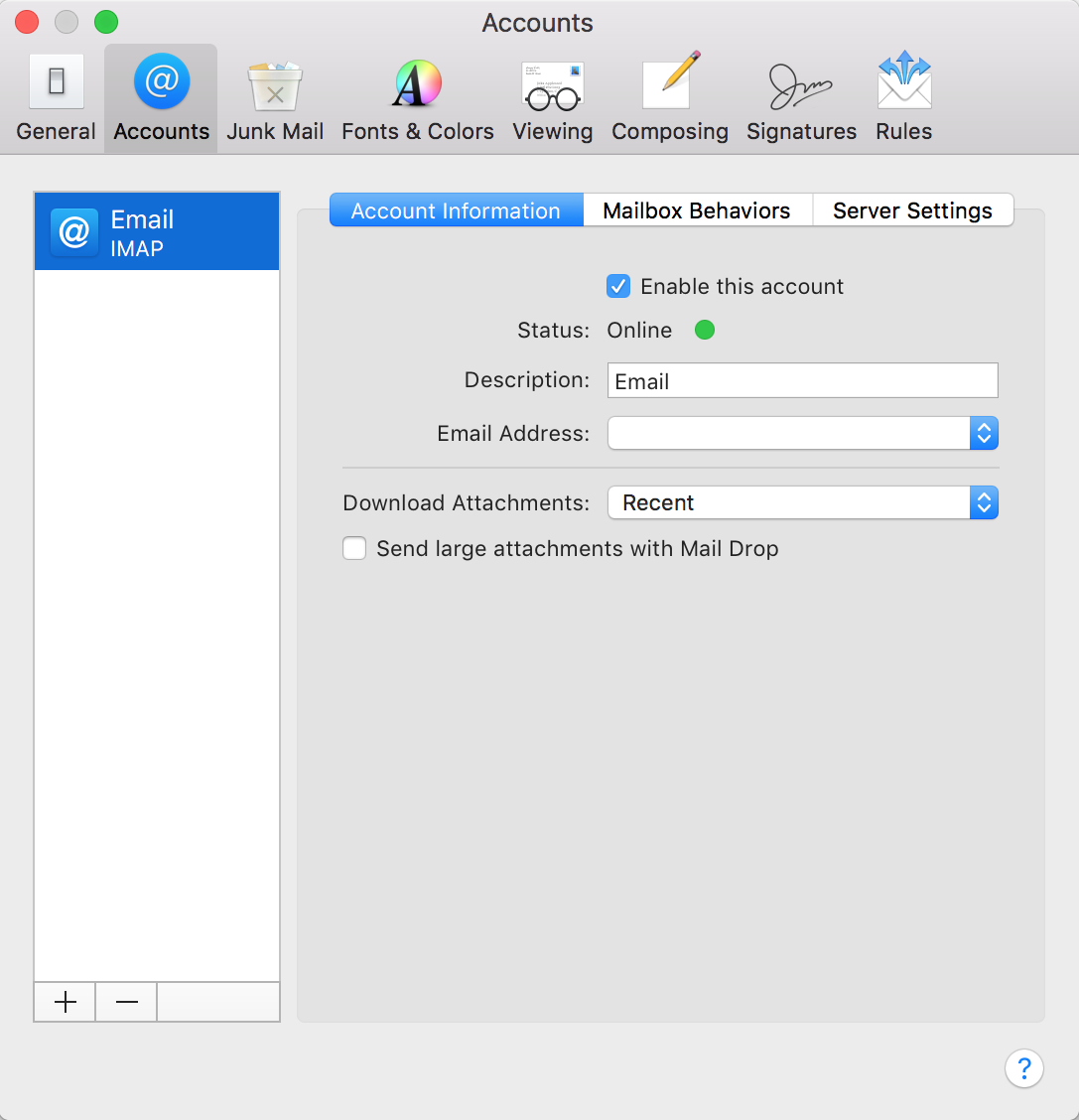 configure comcast email for mac mail sierra