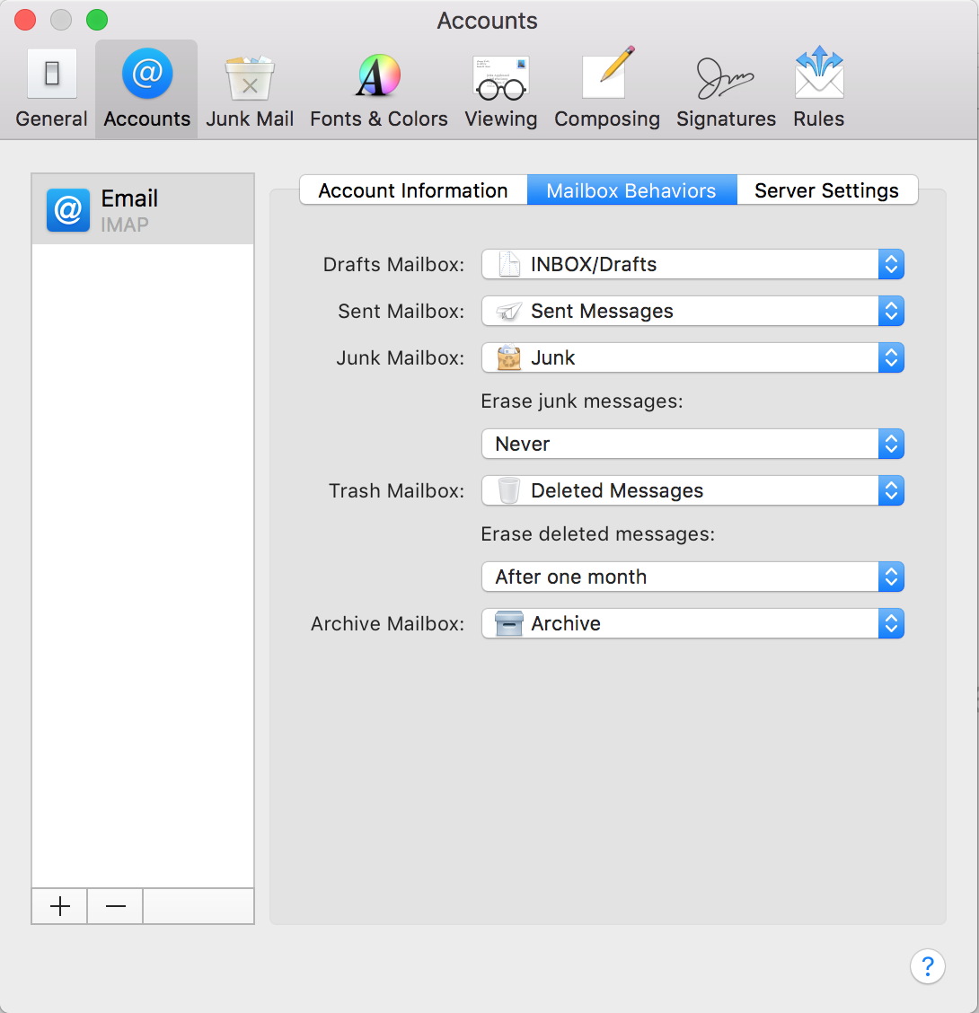 howto setup imap mac email client